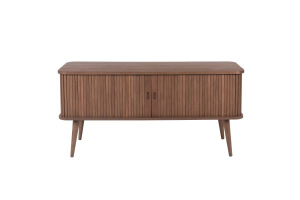 ZUIVER Barbier TV-bord, m. 2 skydelåger - brun valnøddefinér og gummitræ (120x40)