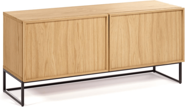 TV-bord/tv-skænk Kave Home Taiana 112x42x51 cm eg/stål moderne nordisk opbevaring