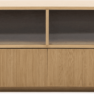 TV-skænk tv-møbel Kave Home Helvine 200x40x54 cm egetræsfiner og hærdet glas