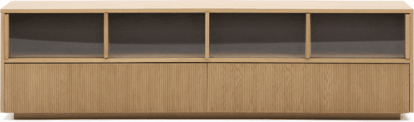 TV-skænk tv-møbel Kave Home Helvine 200x40x54 cm egetræsfiner og hærdet glas