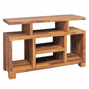 Sheesham skænk i massivt træ, 115 x 76 x 40 cm, landlig stil, TV-skab med opbevaringsrum, TV-bord i ægte træ med 4 ben