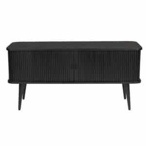 ZUIVER Barbier TV-bord, m. 2 skydelåger - sort egefinér og gummitræ (120x40)