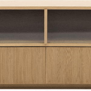 TV-skænk tv-møbel Kave Home Helvine 200x40x54 cm egetræsfiner og hærdet glas