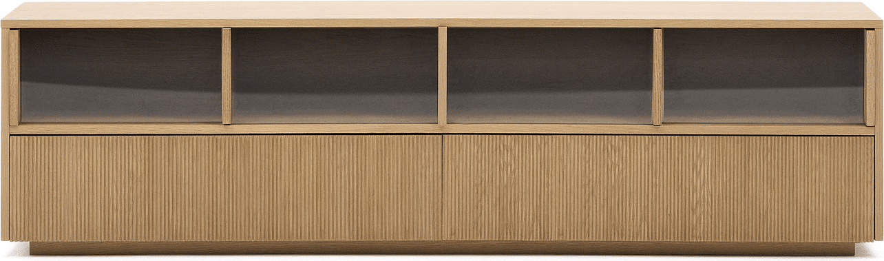 TV-skænk tv-møbel Kave Home Helvine 200x40x54 cm egetræsfiner og hærdet glas